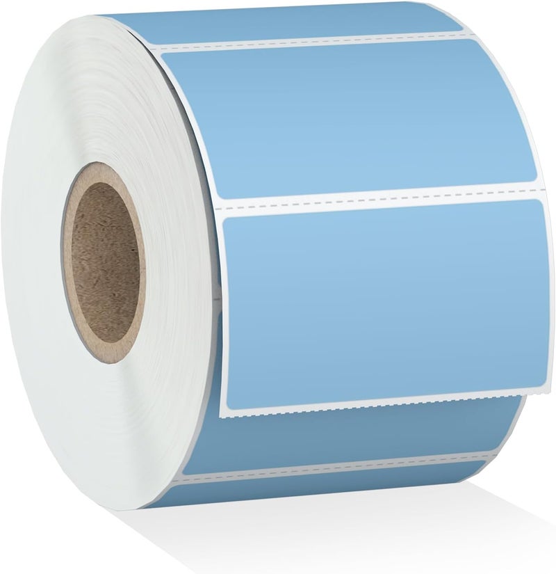 Misofuki 2.25" x 1.25" Blue Direct Thermal Barcode Labels 1000 Pcs for Zebra ZD410 ZD411 LP2824, 2-1/4x1-1/4 1 Roll Waterproof Strong Adhesive Perforated Return Address Labels Used with Rollo MUNBYN - Image 1